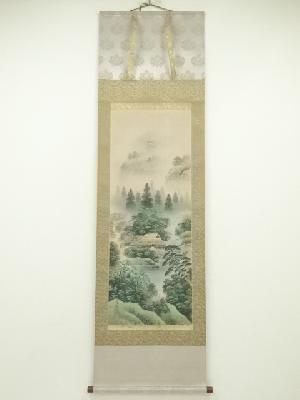 佐久間青苔筆　四神相応図　肉筆絹本掛軸（共箱）